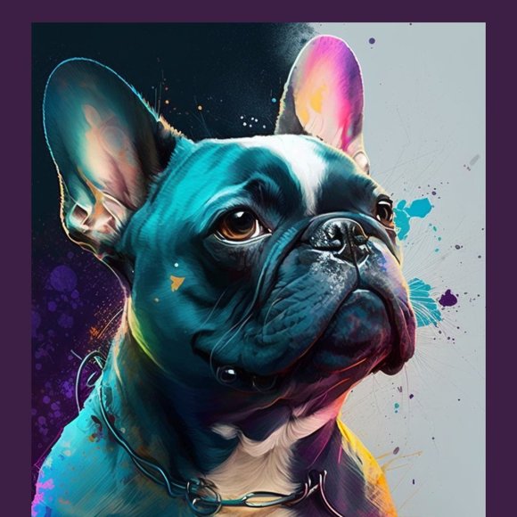 Colorful Designer French Bulldog Wall Art - Picture 2 of 3